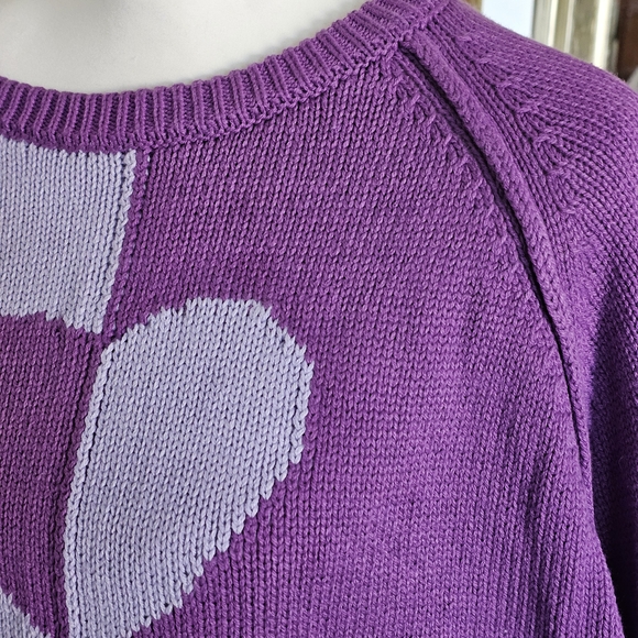 Kate & Mallory Two-Tone Purple Heart Sweater - Picture 10 of 15